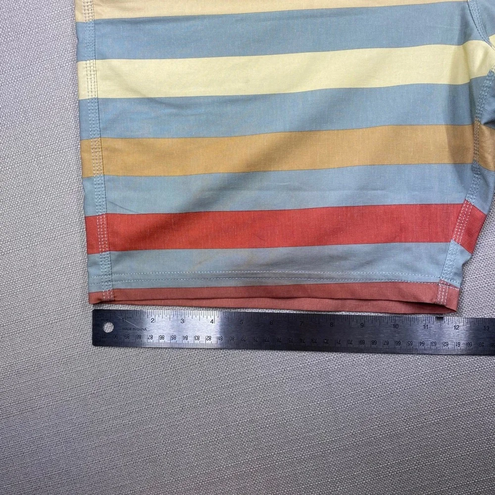 Vissla Mens Striped Board Shorts Size 38 Surf Trunks Multi w/ Pocket